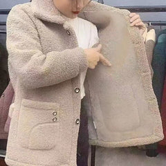 Mother's Wear Autumn And Winter Mid - length Faux Fur Mom Jacket Camel