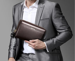 Multi - card men's clutch bag Brown