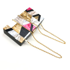 Multicolored Contrast Acrylic Clutch Bag Colorful pink