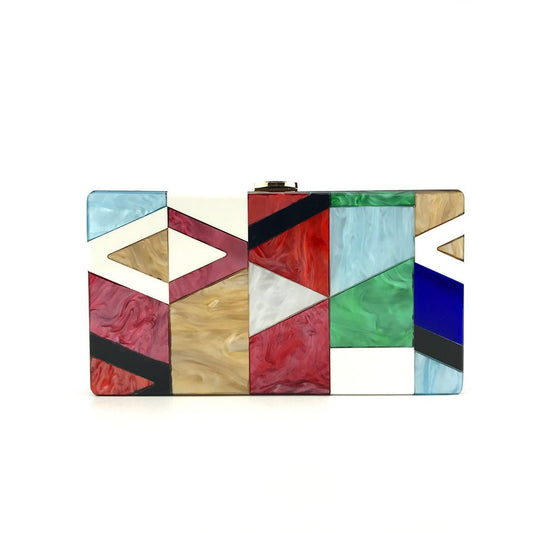 Multicolored Contrast Acrylic Clutch Bag Colorful pink