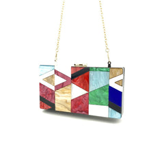 Multicolored Contrast Acrylic Clutch Bag Colorful pink