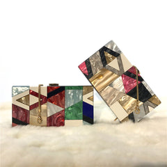 Multicolored Contrast Acrylic Clutch Bag Colorful pink