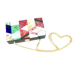 Multicolored Contrast Acrylic Clutch Bag Colorful pink