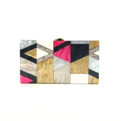 Multicolored Contrast Acrylic Clutch Bag Colorful grey