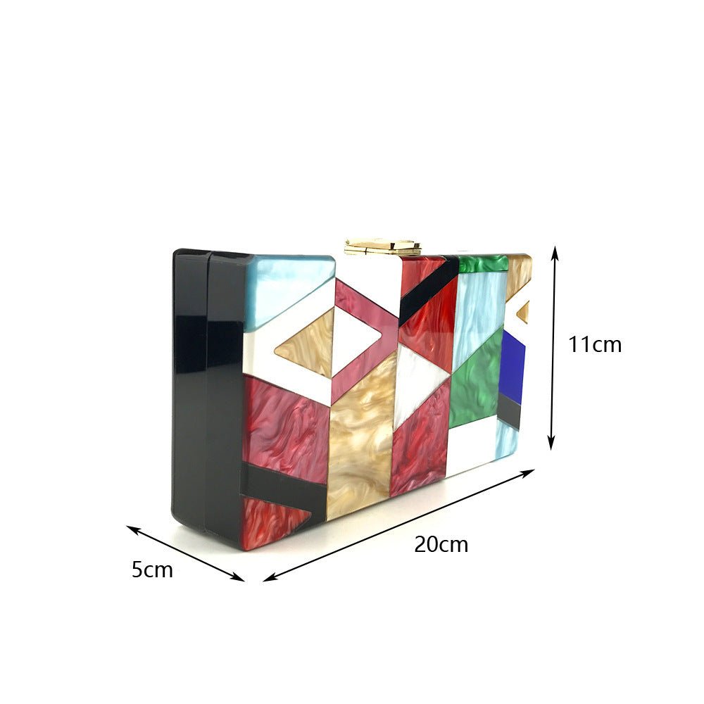 Multicolored Contrast Acrylic Clutch Bag Colorful pink