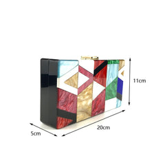 Multicolored Contrast Acrylic Clutch Bag Colorful pink