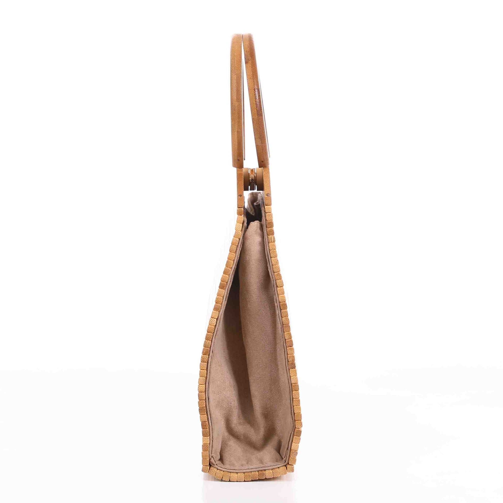 Natural Bamboo Clutch Bag Hand - Woven Design Wood