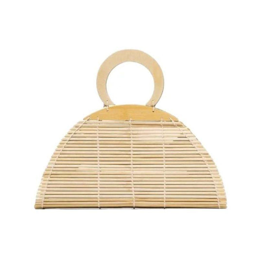 Natural Bamboo Clutch Bag Hand - Woven Design Wood