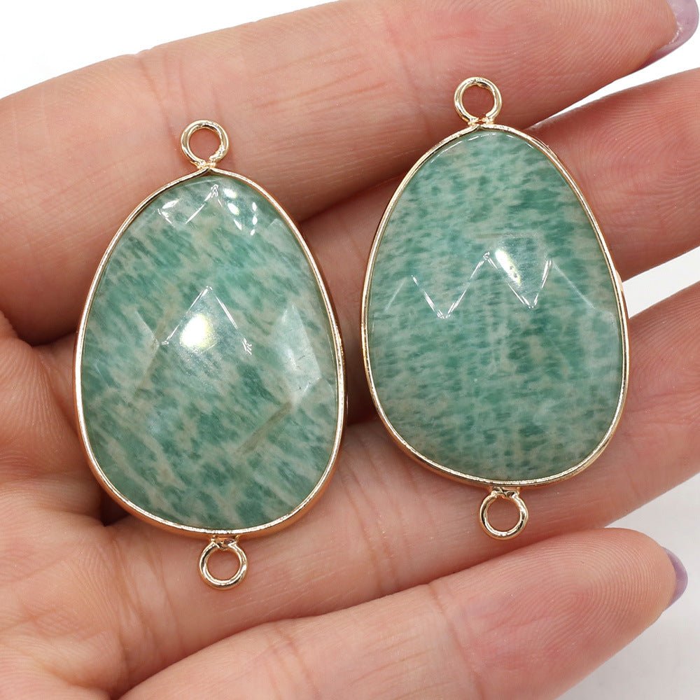 Natural Stone Connector Drop - shaped Cut Surface Ornament Accessories Green Amazonite