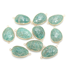 Natural Stone Connector Drop - shaped Cut Surface Ornament Accessories Green Amazonite