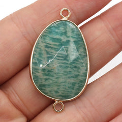 Natural Stone Connector Drop - shaped Cut Surface Ornament Accessories Green Amazonite