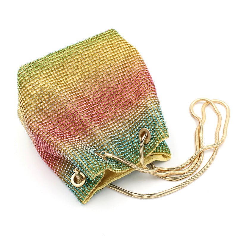 Net Red Rainbow Bucket Diamond clutch Bag Color