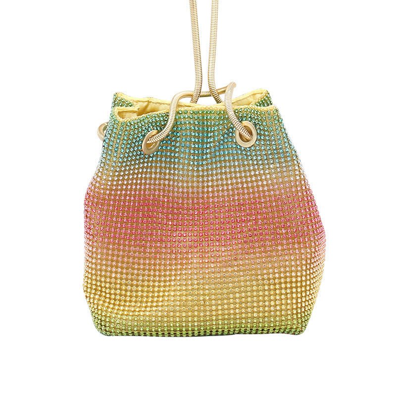 Net Red Rainbow Bucket Diamond clutch Bag Color