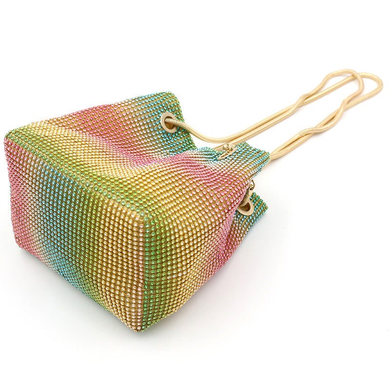 Net Red Rainbow Bucket Diamond clutch Bag Color