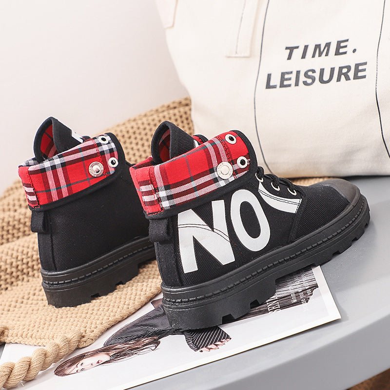 New All - match High - top Girls Canvas Short Boots Women's Shoes Black