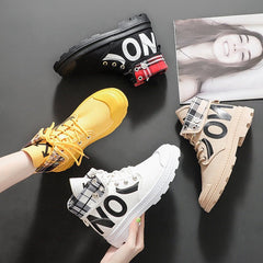 New All - match High - top Girls Canvas Short Boots Women's Shoes Black