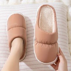 New Down Cotton Slippers Winter Fashion House Shoes Warm For Couple Pink