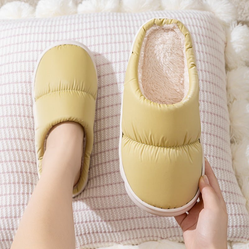 New Down Cotton Slippers Winter Fashion House Shoes Warm For Couple Yellow