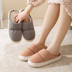 New Down Cotton Slippers Winter Fashion House Shoes Warm For Couple Blue