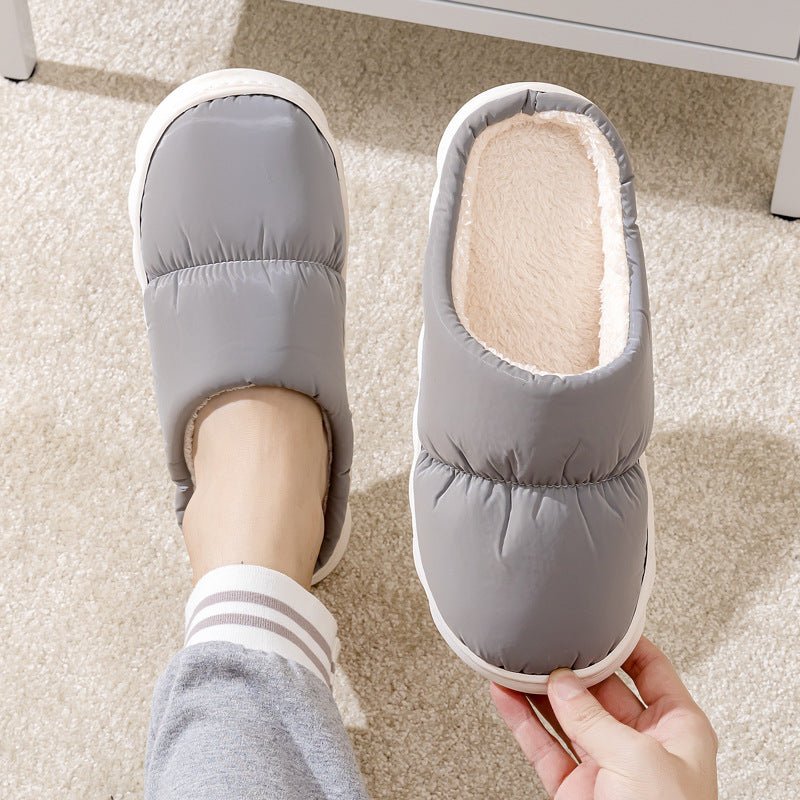 New Down Cotton Slippers Winter Fashion House Shoes Warm For Couple Grey