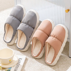 New Down Cotton Slippers Winter Fashion House Shoes Warm For Couple Blue