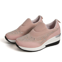 New Fashion Comfortable Rhinestone Height Increasing Mesh Women Pink