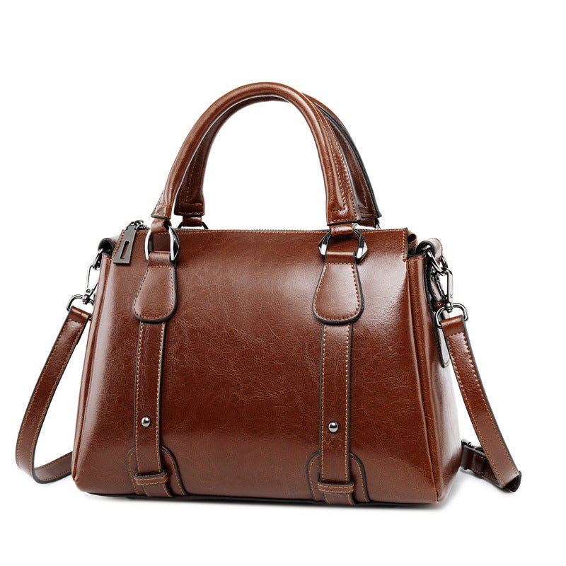 New Fashion Cowhide Clutch Leather Ladies Shoulder Bag Coffee