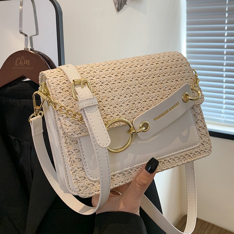 New Fashion Single Shoulder Crossbody Women's Braided Small Square Bag White