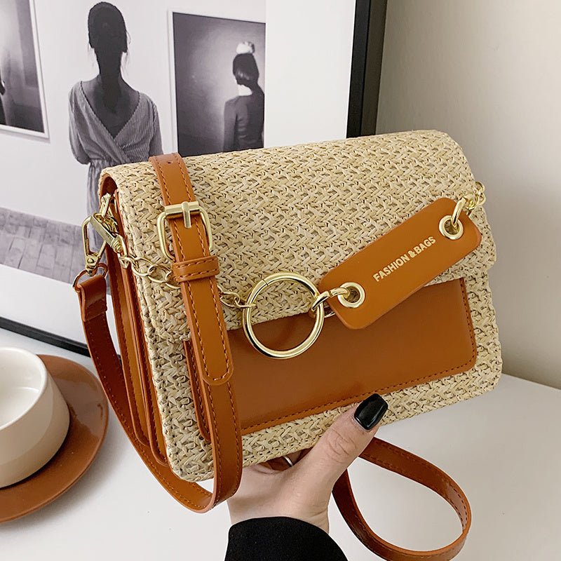 New Fashion Single Shoulder Crossbody Women's Braided Small Square Bag Brown