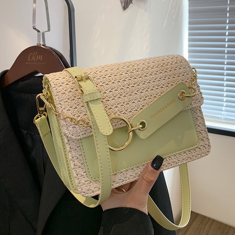 New Fashion Single Shoulder Crossbody Women's Braided Small Square Bag Green