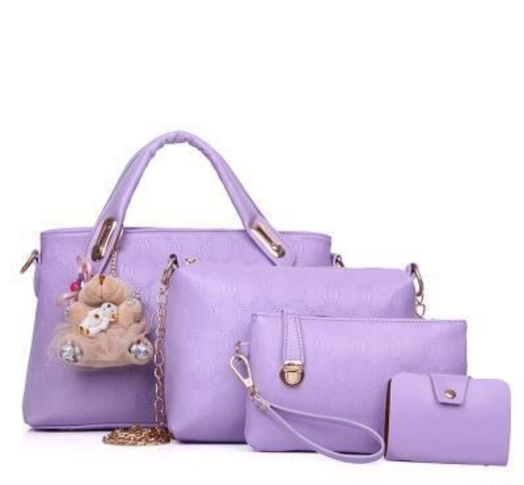 New Korean Fashion Clutch - Embossed 4 - Piece Ladies Shoulder Bag Violet