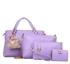 New Korean Fashion Clutch - Embossed 4 - Piece Ladies Shoulder Bag Violet