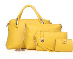 New Korean Fashion Clutch - Embossed 4 - Piece Ladies Shoulder Bag Yellow