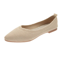 New Soft Bottom Low - cut Pointed Breathable Flat Shoes Beige W06