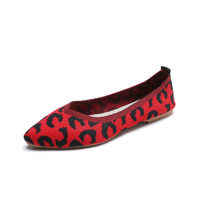 New Soft Bottom Low - cut Pointed Breathable Flat Shoes Red A01