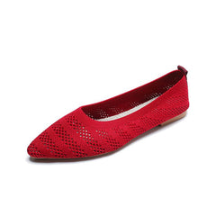 New Soft Bottom Low - cut Pointed Breathable Flat Shoes Red W12