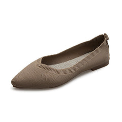 New Soft Bottom Low - cut Pointed Breathable Flat Shoes Khaki W06