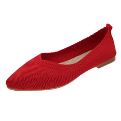 New Soft Bottom Low - cut Pointed Breathable Flat Shoes Red W06