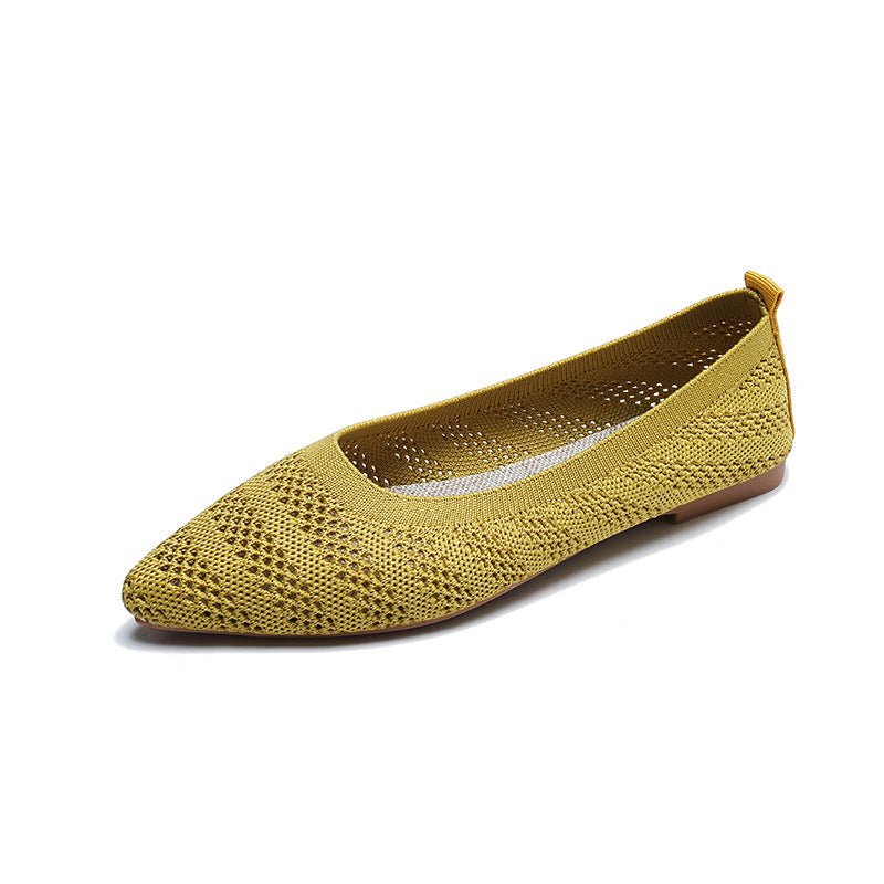 New Soft Bottom Low - cut Pointed Breathable Flat Shoes Yellow W12