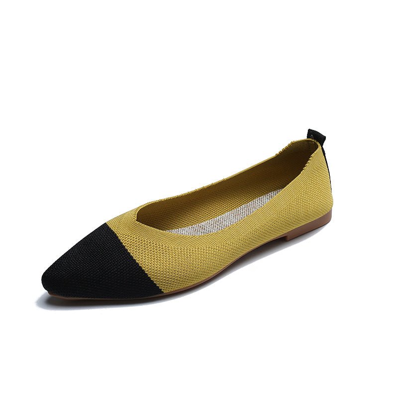 New Soft Bottom Low - cut Pointed Breathable Flat Shoes Yellow W11