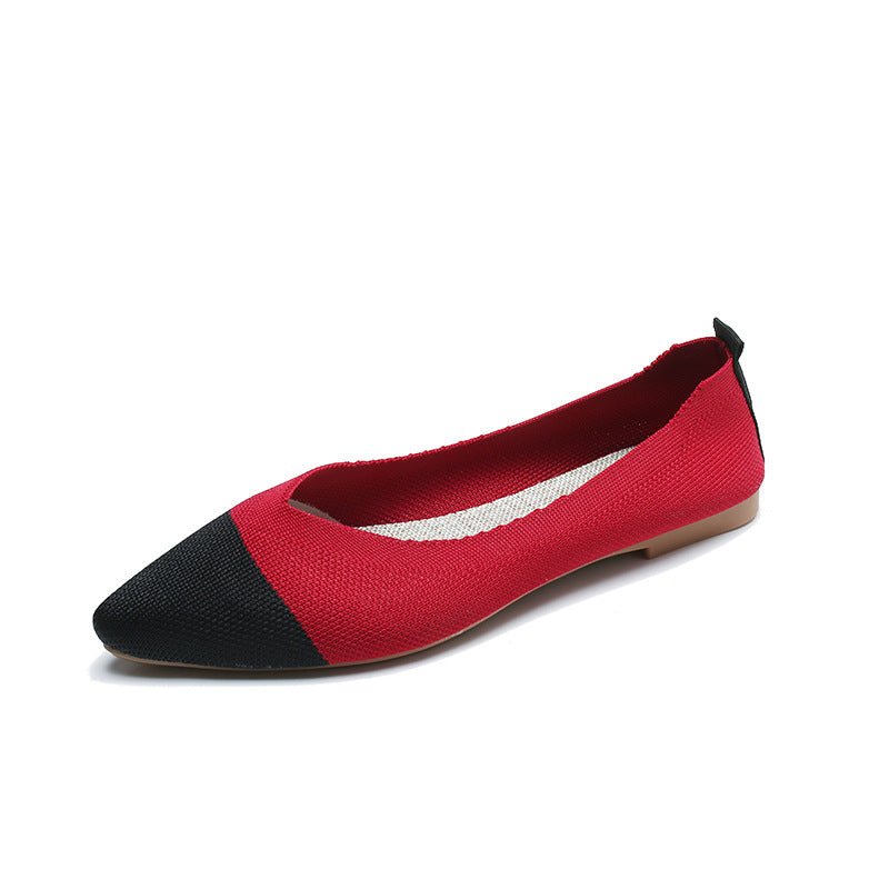 New Soft Bottom Low - cut Pointed Breathable Flat Shoes Red W11