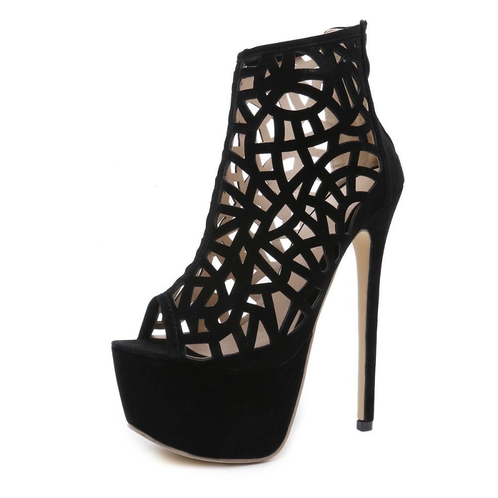 New Stiletto Super High Heel Platform Sandals – Breathable & Stylish for Women Black