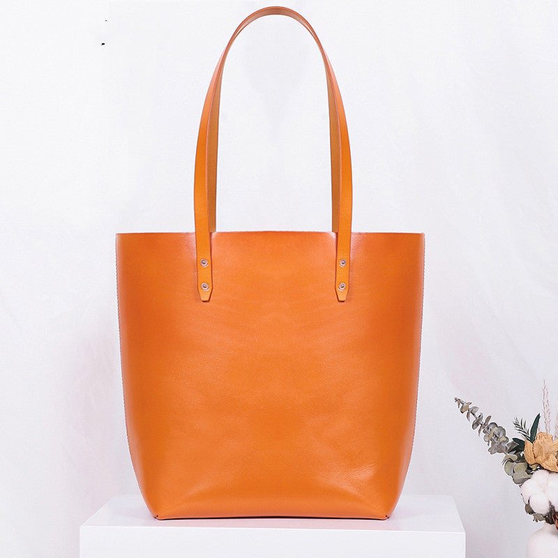 New Tote Bag, Vegetable Tanned Leather, Multifunctional Portable Shoulder Bag, Large - Capacity Leather Handbag Brown