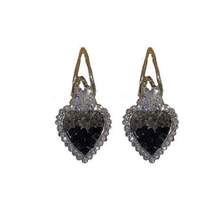 New Trendy Crystal Love Heart Earrings for High - Sense Females EH528 Black