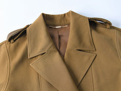 New Versatile Casual Elegant Chic Short Trench Coat for Women Khaki