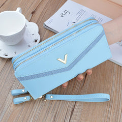 New Wallet Women's Long Double Zip Clutch Blue