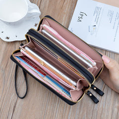 New Wallet Women's Long Double Zip Clutch Blue