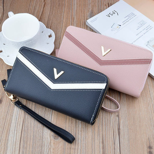 New Wallet Women's Long Double Zip Clutch Black