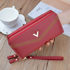 New Wallet Women's Long Double Zip Clutch Purplish Red