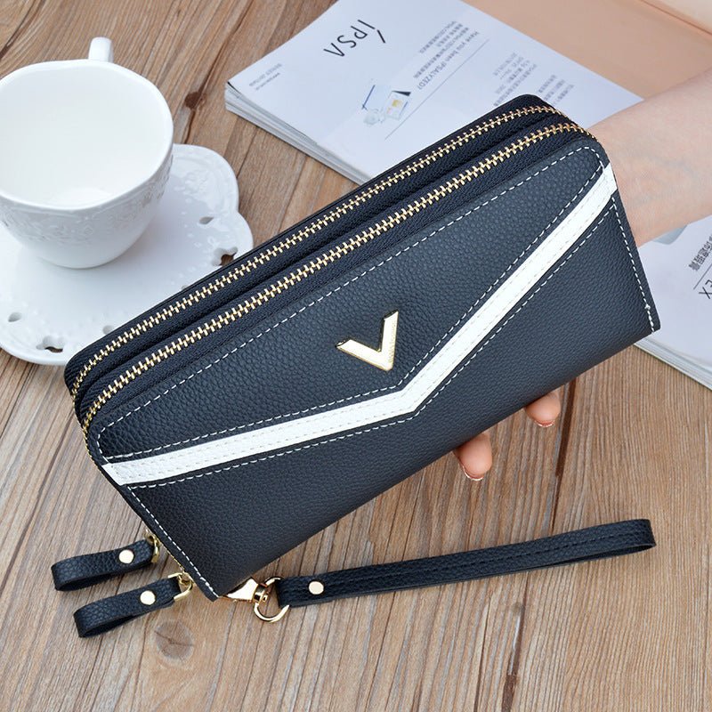 New Wallet Women's Long Double Zip Clutch Black